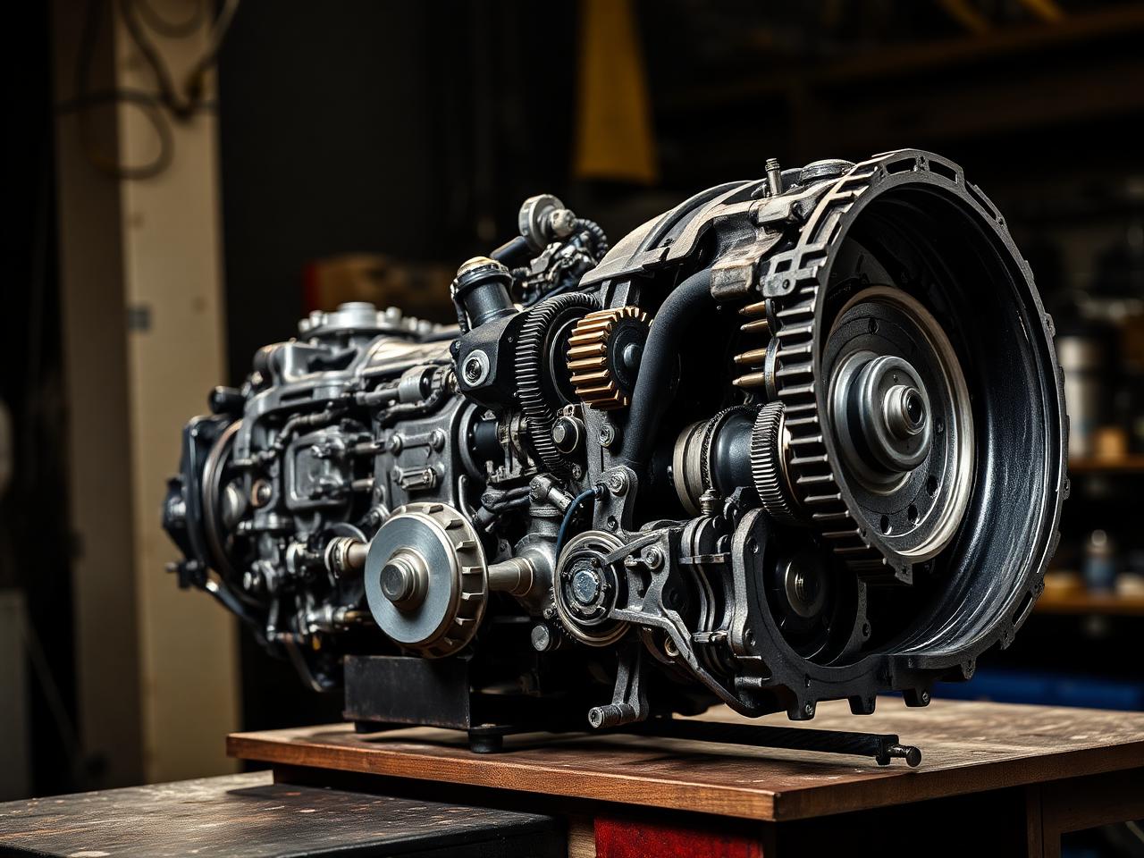 Detailed view of an automatic transmission